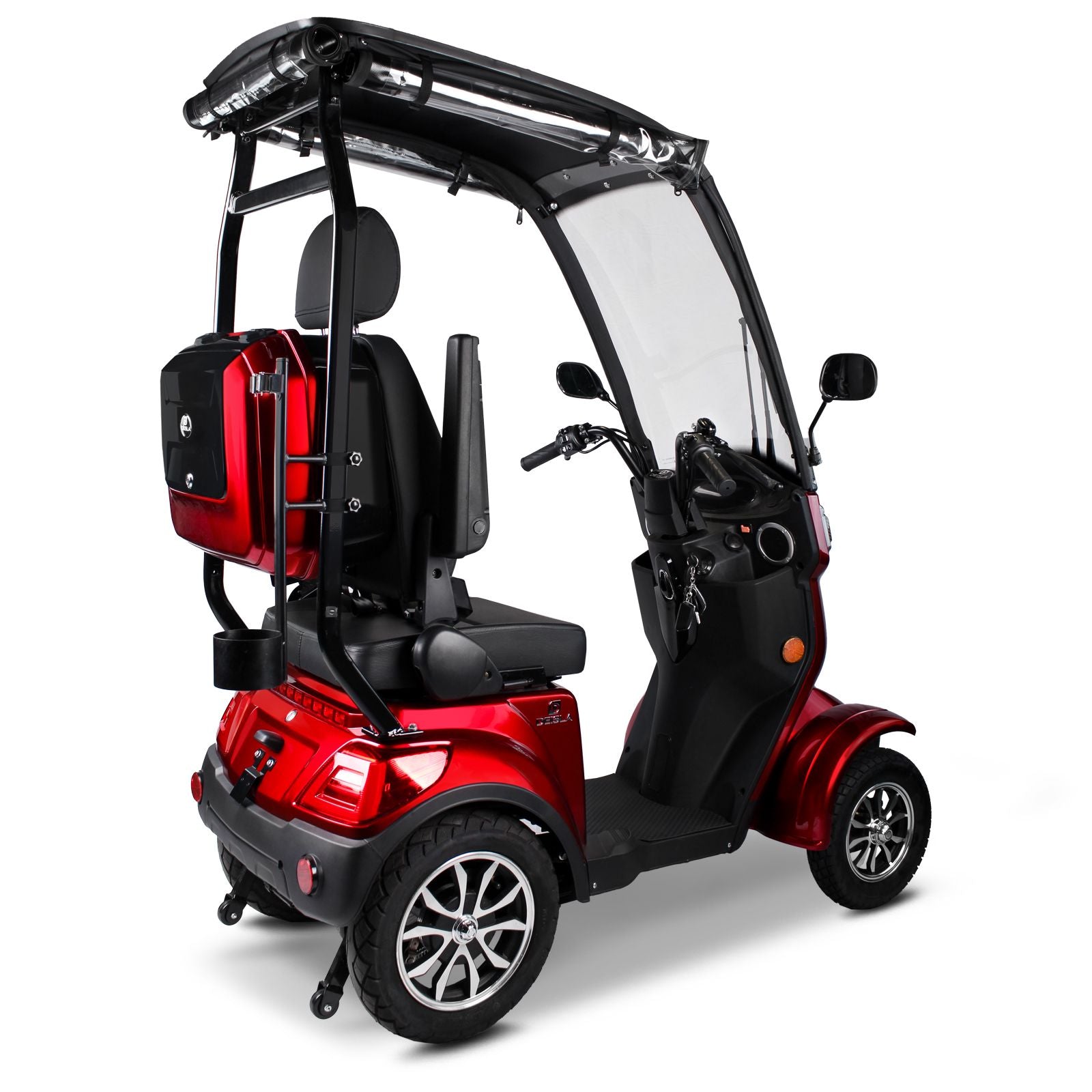Deisla, Vierrad DS4 15 / 25 mit Dach und Wetterschutz, Lithium-Akku, Rot Deisla, Vierrad DS4 15 / 25 mit Dach und Wetterschutz, Lithium-Akku, Rot